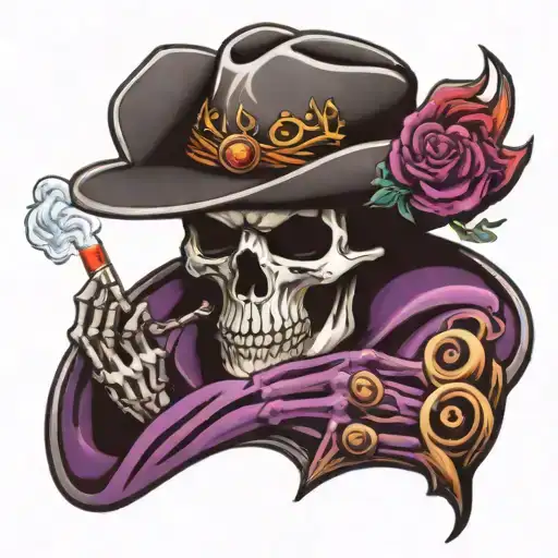 Skeleton Cowboy Hat & Smoking