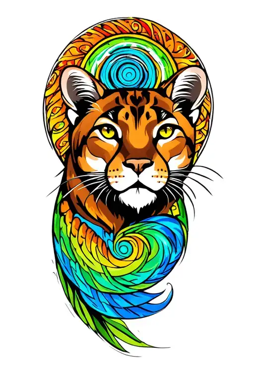 Mountain Lion With Pachamama Spiral