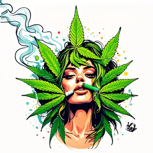 Beautiful Woman Smoking A Big Marijuana Joint