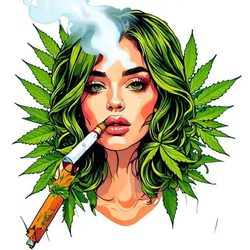 Beautiful Woman Smoking A Big Marijuana Joint