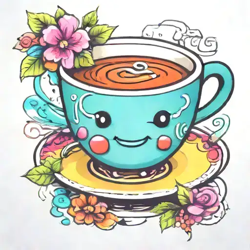Cute Cup Of Tea Character