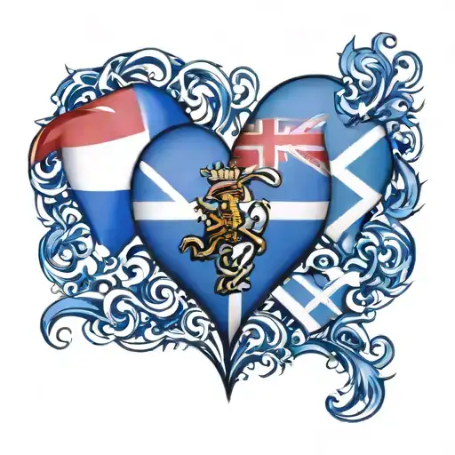 English French And Scottish Flags Inside A Heart