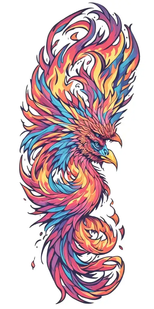 Rising Phoenix From Fire Flames