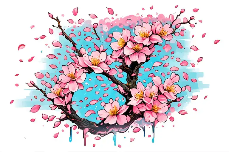 Cherry Blossom Petals Going Up The Thigh