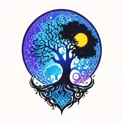 Tree Of Life And Sun And Moon