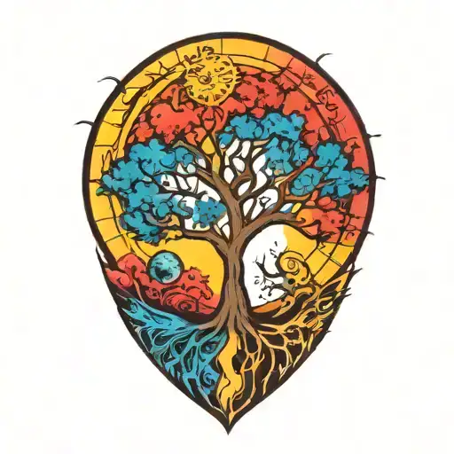 Tree Of Life And Sun And Moon