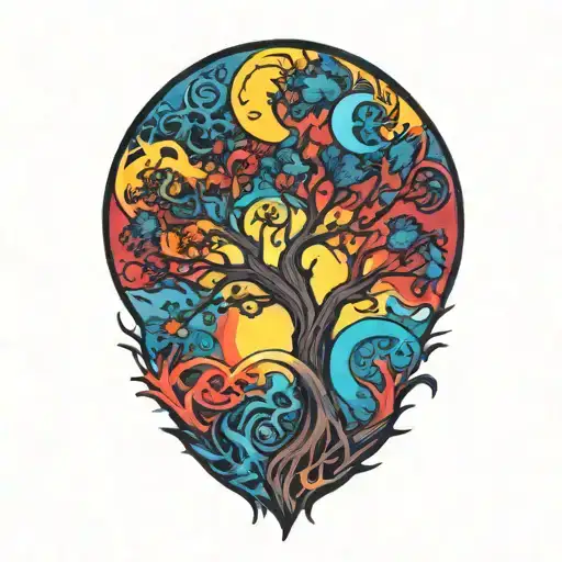 Tree Of Life And Sun And Moon