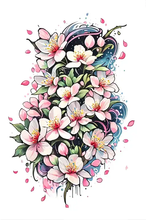 Cherry Blossom Petals Going Up The Thigh