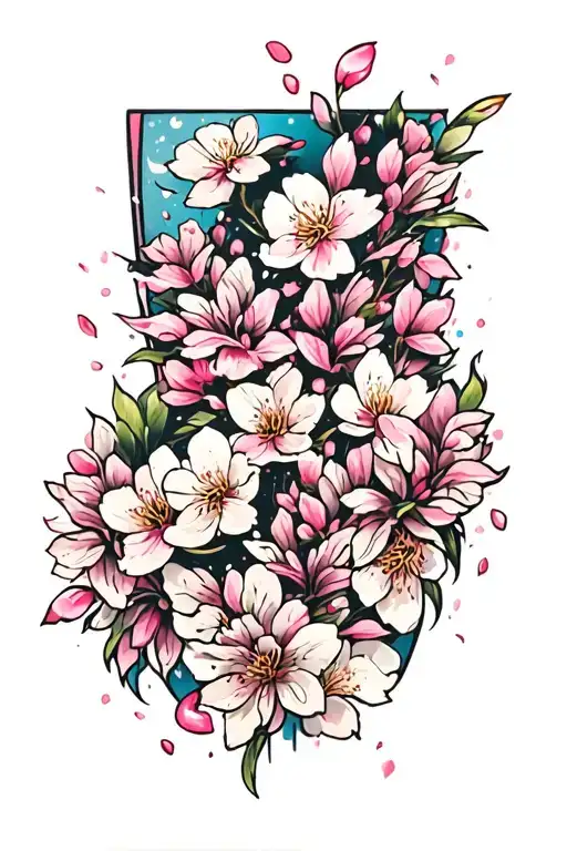 Cherry Blossom Petals Going Up The Thigh