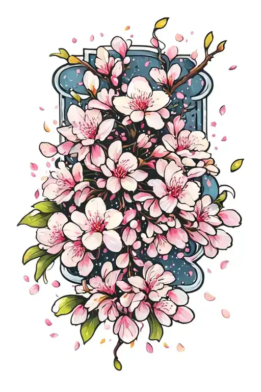 Cherry Blossom Petals Going Up The Thigh