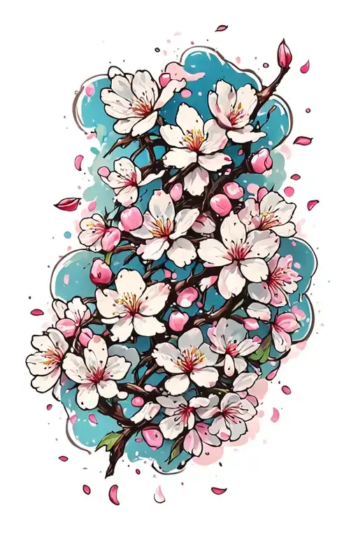 Cherry Blossom Petals Going Up The Thigh