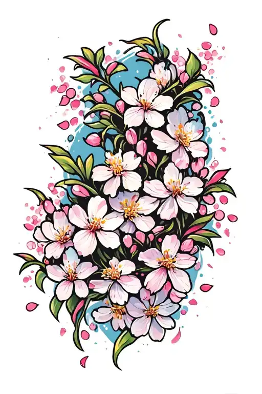 Cherry Blossom Petals Going Up The Thigh