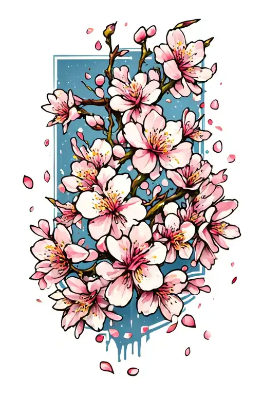 Cherry Blossom Petals Going Up The Thigh