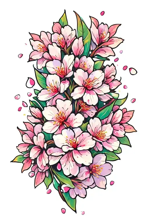 Cherry Blossom Petals Going Up The Thigh