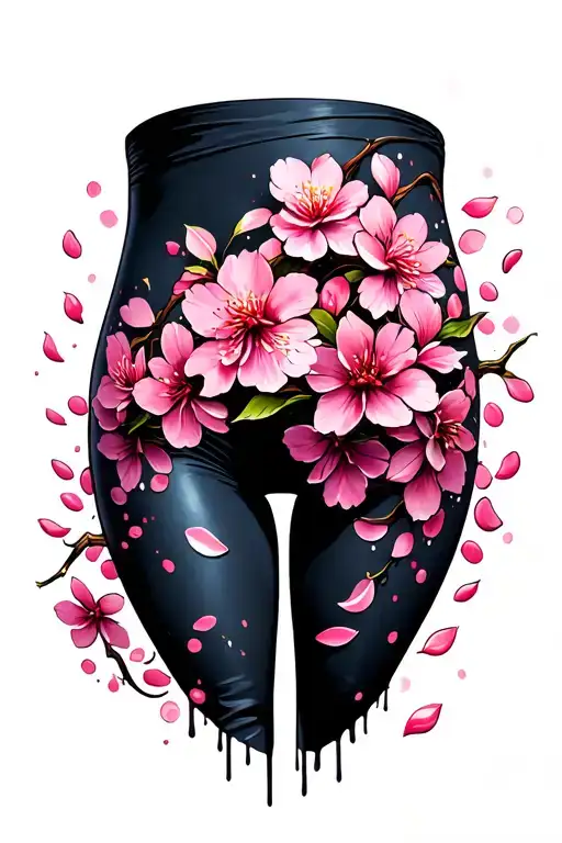 Cherry Blossom Petals Going Up The Thigh