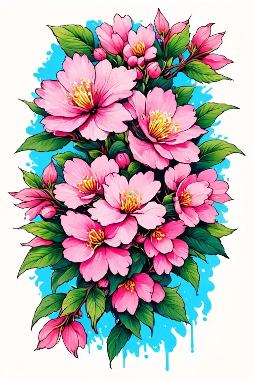 Cherry Blossom Flowers Intertwined