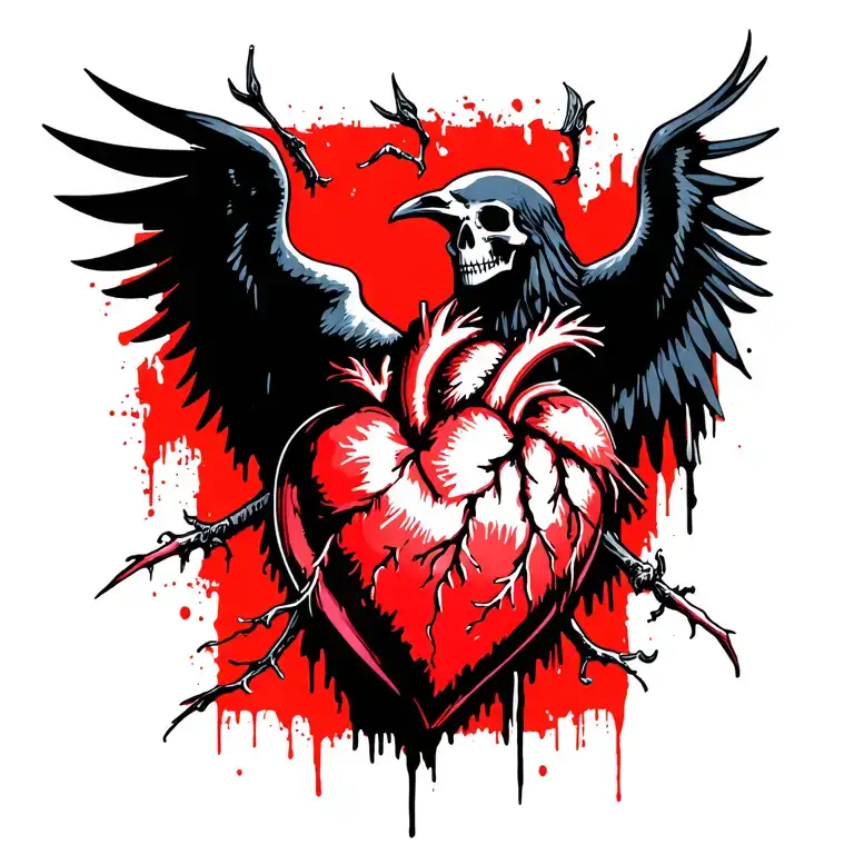Grim Reaper Sacred Heart Raven