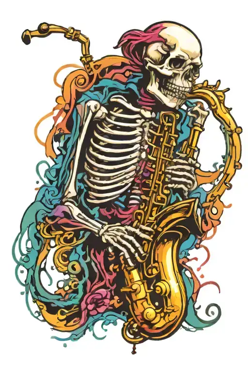 Skeleton Playing Saxaphone