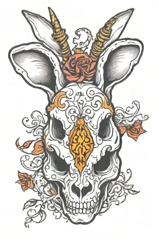 White Rabbit Skull With Antlers