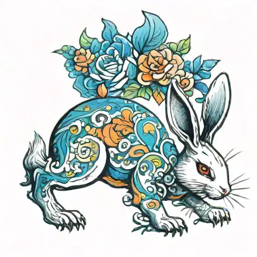 White Rabbit Climbing With Antlers