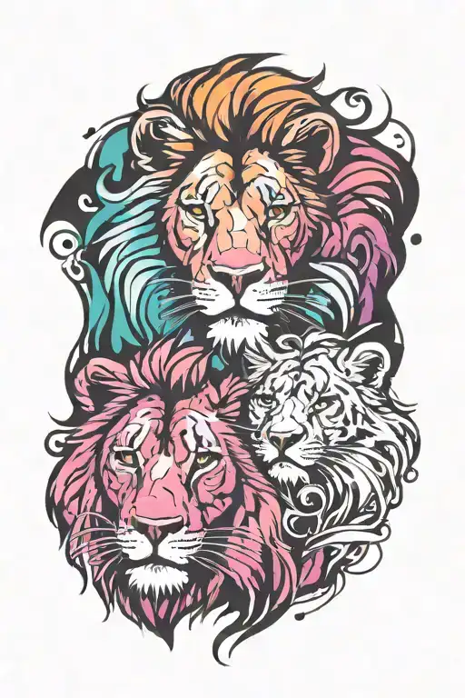 Lion And Lioness Surrounded