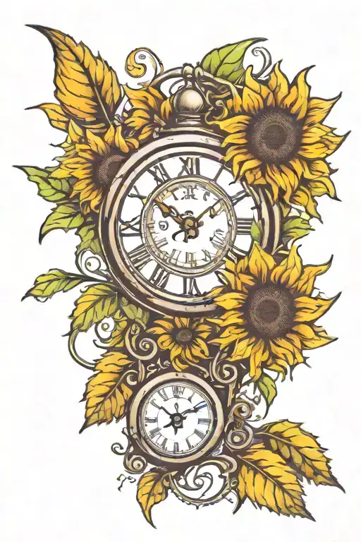 Sunflower And Clock