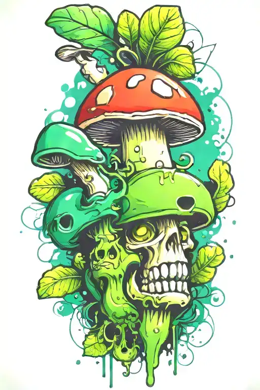 Green Grenade And Mushroom Combined Together