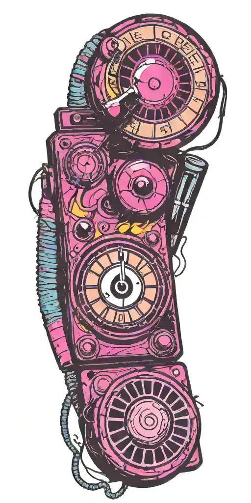 Rock Music Bands Speaker And Old School Dial Phone