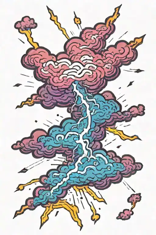 A Single Cloud With Lightning Striking The Ground From A Great Height