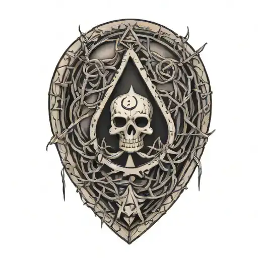 Ace Of Spades Surrounded By Barbed Wire