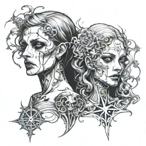 Gemini Divine Twins Fine Line