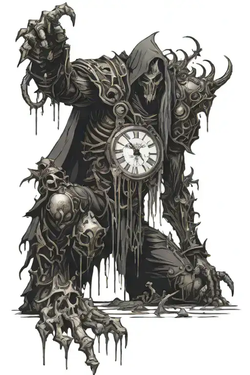 World Of Warcraft Death Knight With A Clock Melting