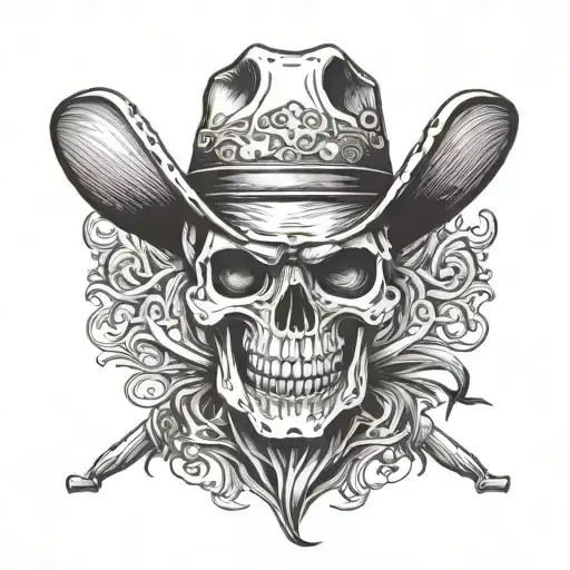 Chicano Style Skull Wearing Cowboy Hat