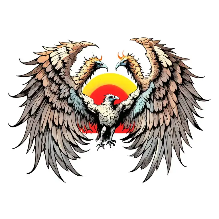 Phoenix Wings Spread Bright Sunrise