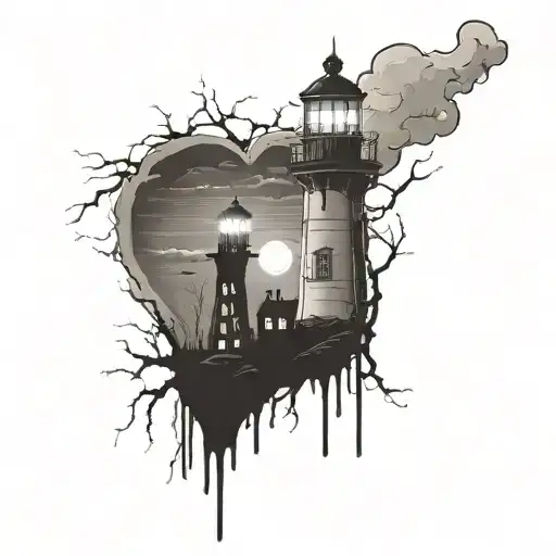 Ghostly Lighthouse Simple Heart