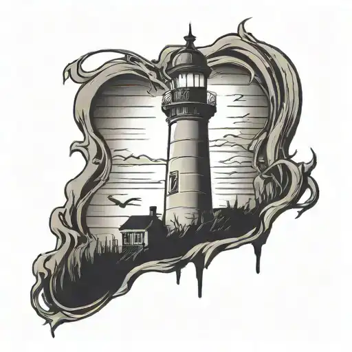 Ghostly Lighthouse Simple Heart