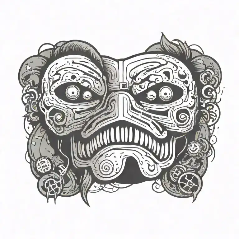 A Stylized Charlie Mask With A Quote From Hotline Miami Incorporated Into The Design