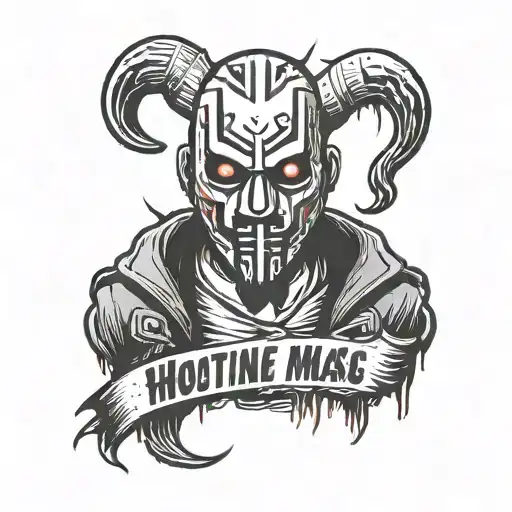 A Stylized Charlie Mask With A Quote From Hotline Miami Incorporated Into The Design