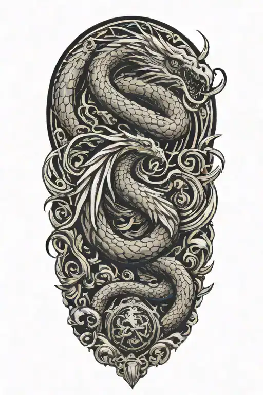 A Phenix And A Snake Fighting