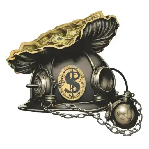 Money Bag Hardhat Intertwined Money