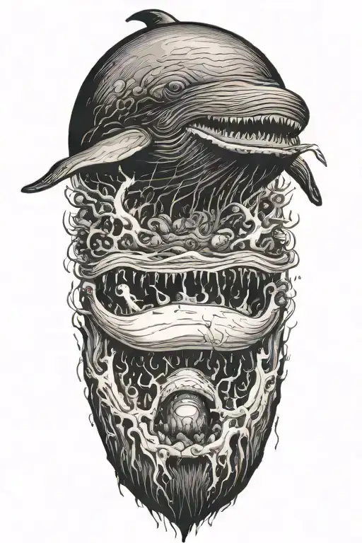 Smiling Half Sperm Whale Half Thermonuclear Missile Falling