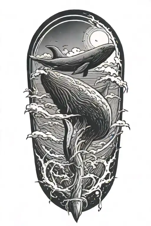 Smiling Half Sperm Whale Half Thermonuclear Missile Falling