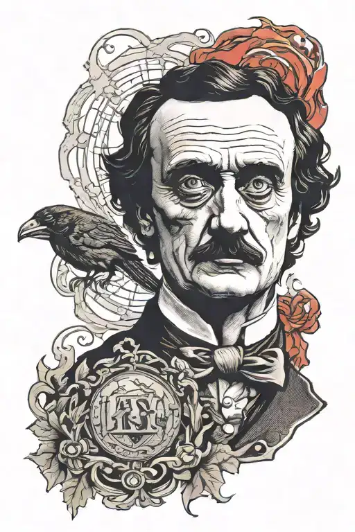 Edgar Allen Poe With Red Eye
