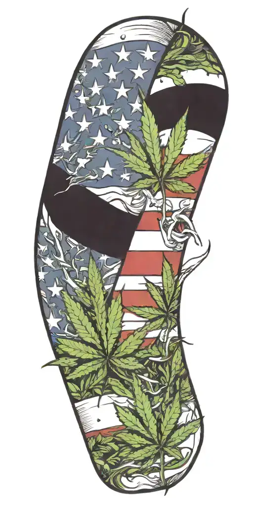 Weed And Ameican Flag Intertwined
