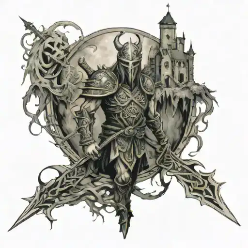 Celtic Warrior And Castle Nestled