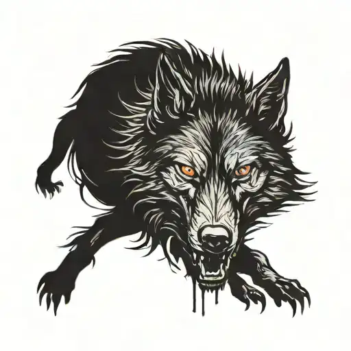 Black Wolf Red Eys