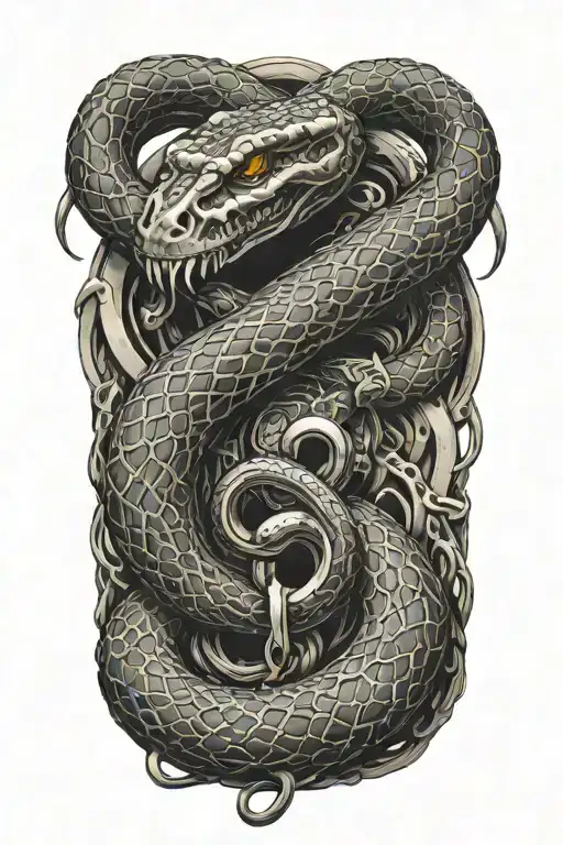 Lock And Snake Coiled
