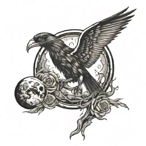 Bird Rising Into Moon