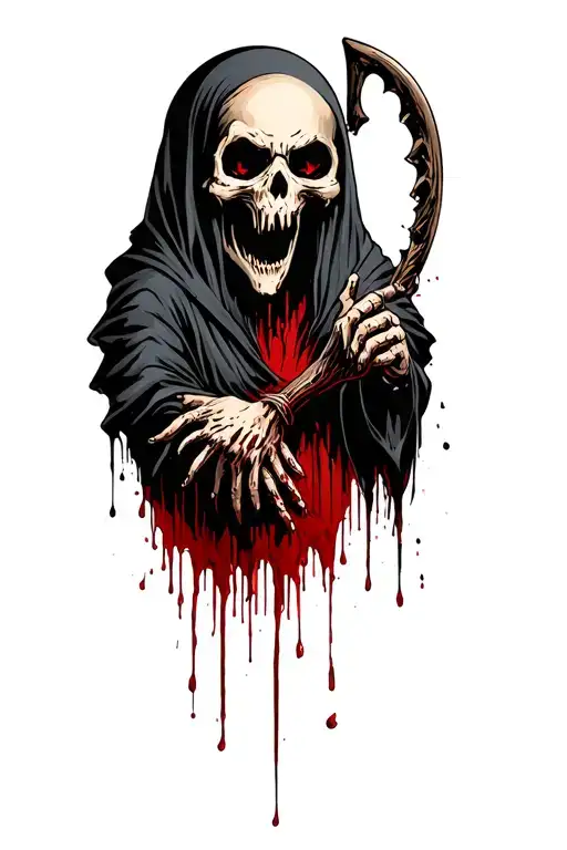 Reaper Of Death With Blood Dripping