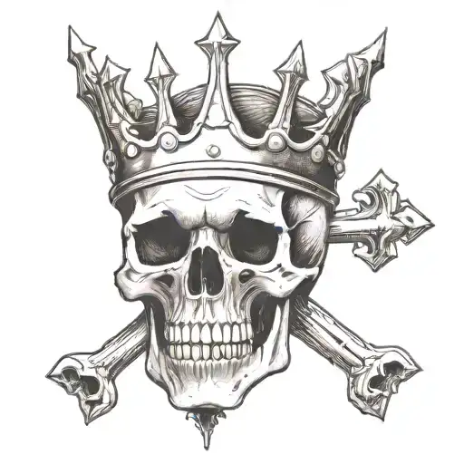 Skull With Crown And Upside-down Cross